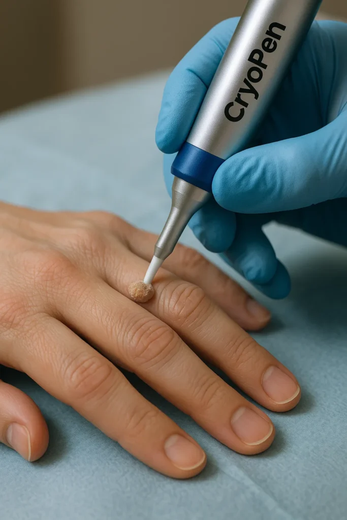 example of cryopen wart removal Melton Mowbray treatment on a persons finger